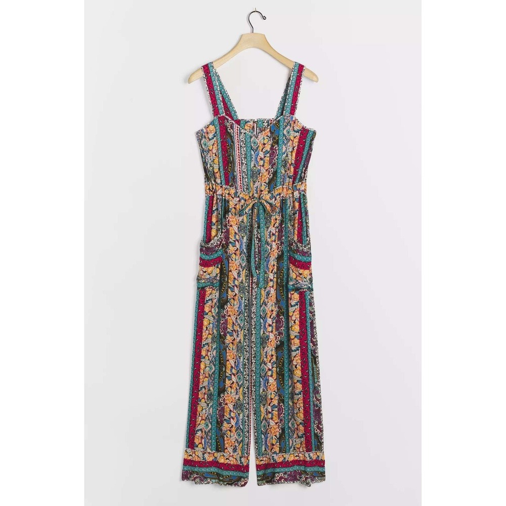Anthropologie Calais Boho Paisley Print Wide Leg Jumpsuit Women Size S